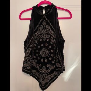 Embroidered velvet free people tank
